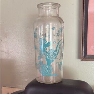 Vintage midcentury apothecary jar with turquoise and gold poodles